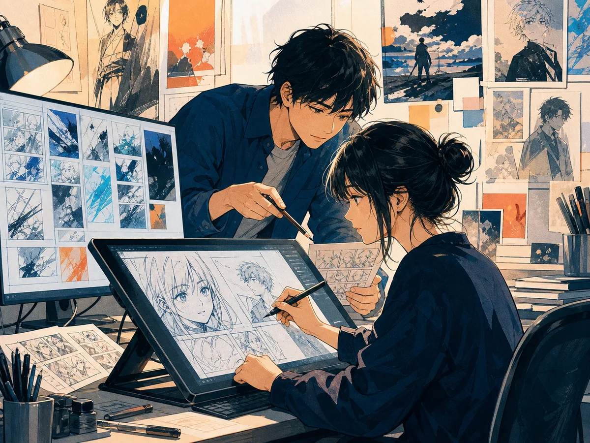 AI漫画制作とは？メリットと人間の役割のイメージ