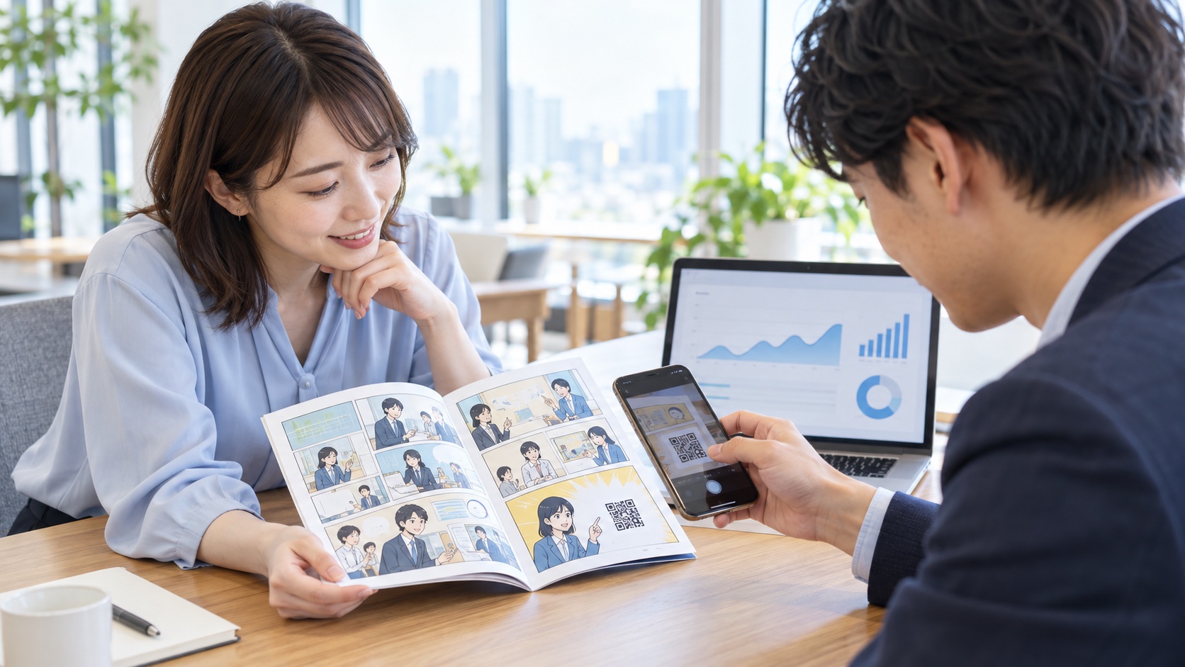印刷した企業漫画の反応をGA4で測る方法｜QRコードとUTMの設計のイメージ