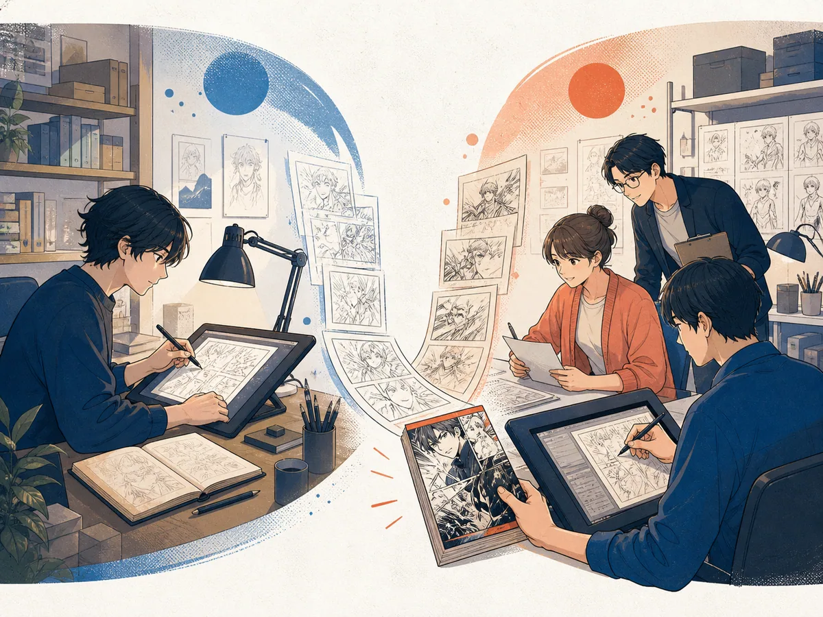 漫画制作、個人（クラウドワークス・ココナラ）と制作会社の違いは？のイメージ