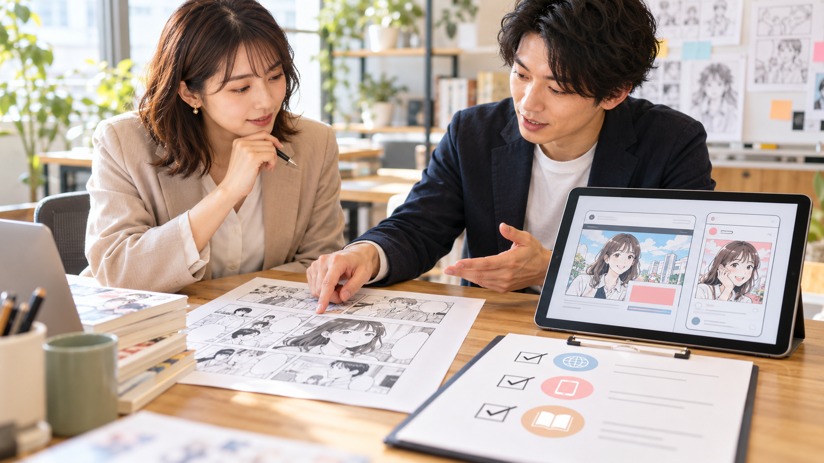 企業マンガの利用範囲チェック表|広告・LP・印刷・海外向けのイメージ