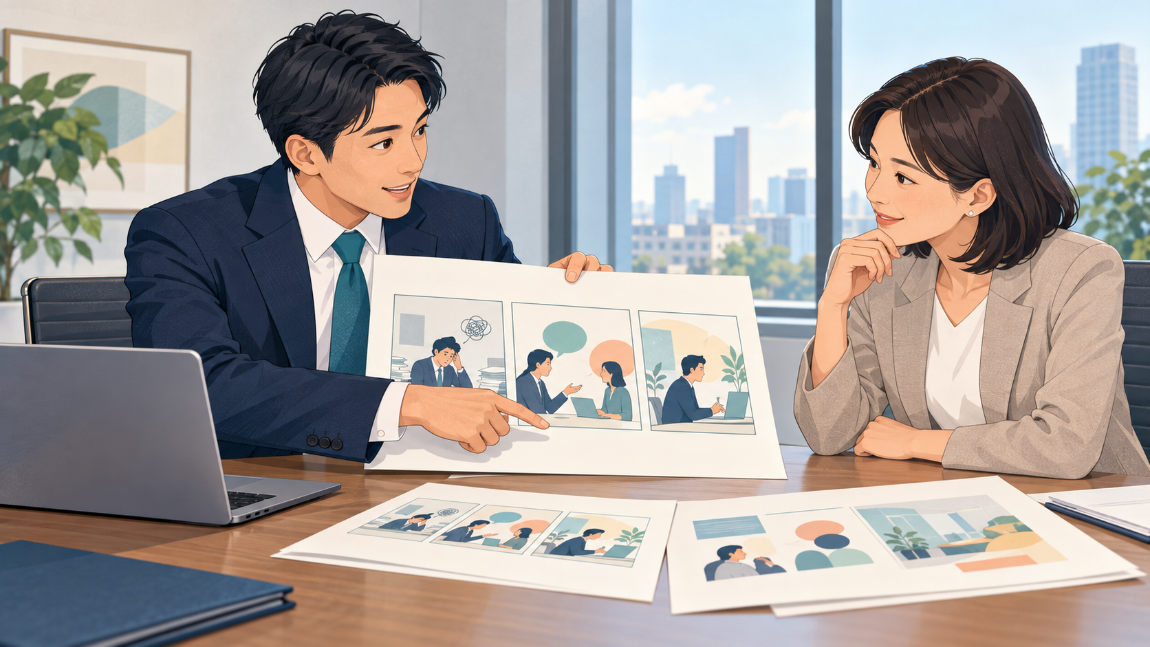 営業資料に漫画を入れる方法|商談前・商談中・稟議での使い分けのイメージ